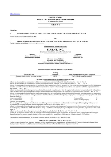 Thumbnail Fluent 10-K Annual Report 2020