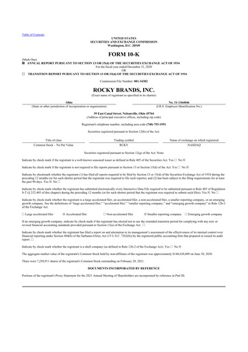 Thumbnail Rocky Brands 10-K Annual Report 2020