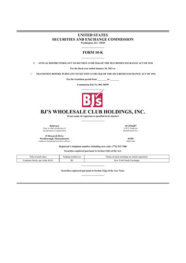 Vorschaubild BJ's Wholesale Club 10-K Jahresbericht 2020