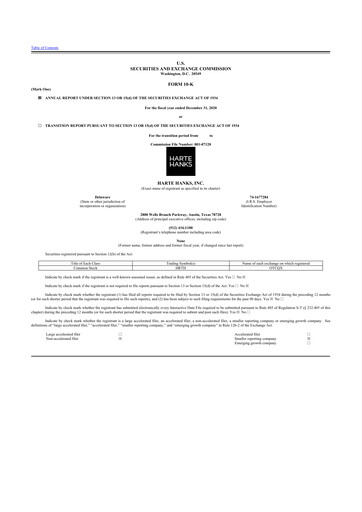 Thumbnail Harte Hanks 10-K Annual Report 2020