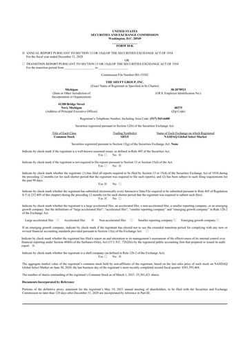 Thumbnail The Shyft Group 10-K Annual Report 2020