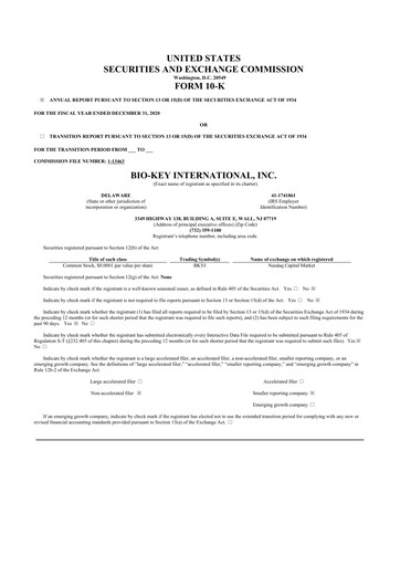 Thumbnail BIO-key International
 10-K Annual Report 2020