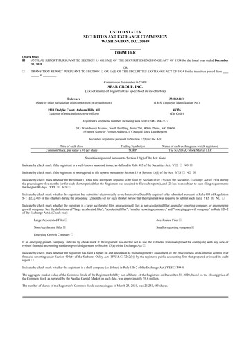 Thumbnail SPAR Group 10-K Annual Report 2020