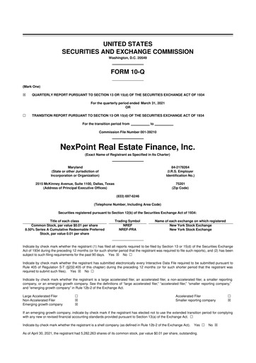 Thumbnail NexPoint Real Estate Finance 10-Q Quarterly Report FY2021 