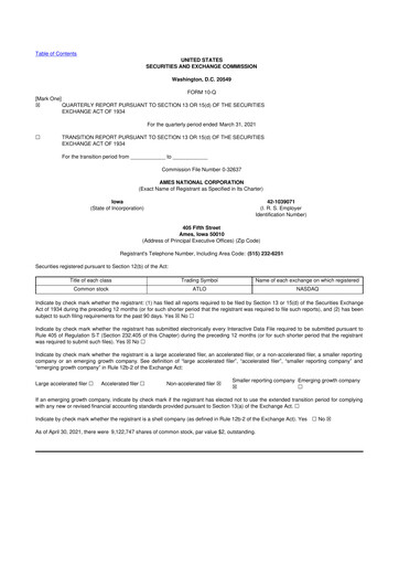 Thumbnail Ames National Corp. 10-Q Quarterly Report FY 