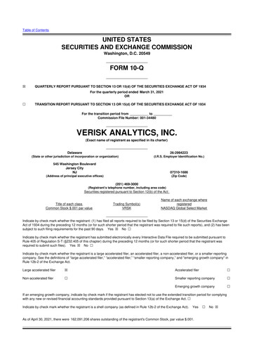 Thumbnail Verisk Analytics 10-Q Quarterly Report FY2021 