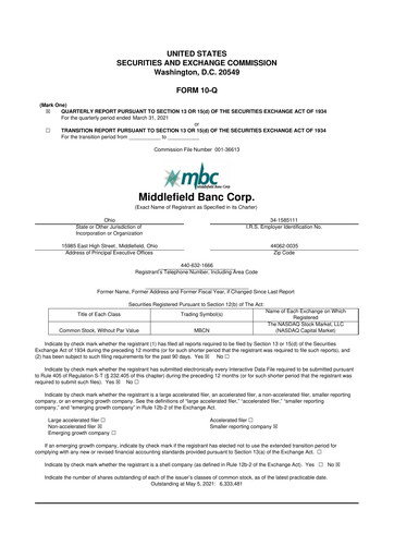 Thumbnail Middlefield Banc
 10-Q Quarterly Report FY2021 