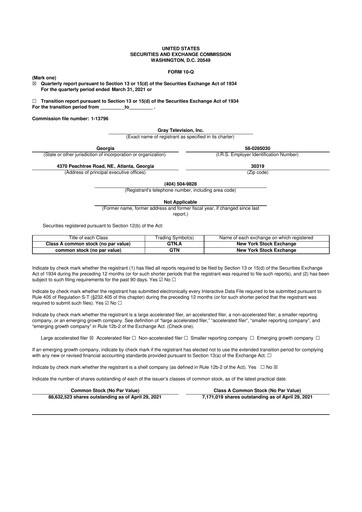 Thumbnail Gray Media
 10-Q Quarterly Report FY2021 