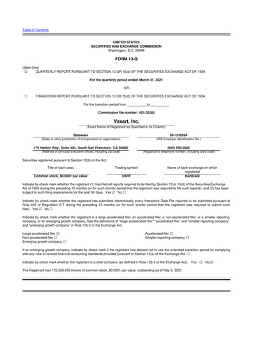 Thumbnail Vaxart 10-Q Quarterly Report FY2021 