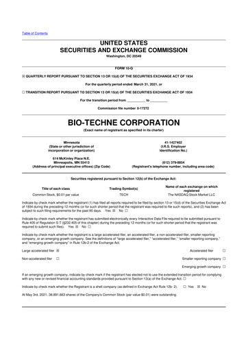 Vorschaubild Bio-Techne 10-Q Quartalsbericht 2021 