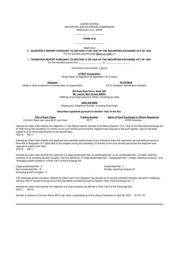 Vorschaubild inTEST Corporation 10-Q Quartalsbericht 2021 