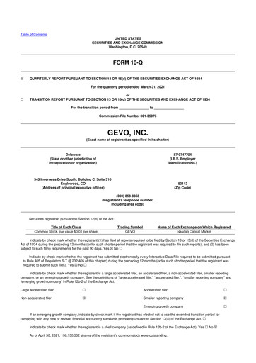 Vorschaubild Gevo 10-Q Quartalsbericht 2021 