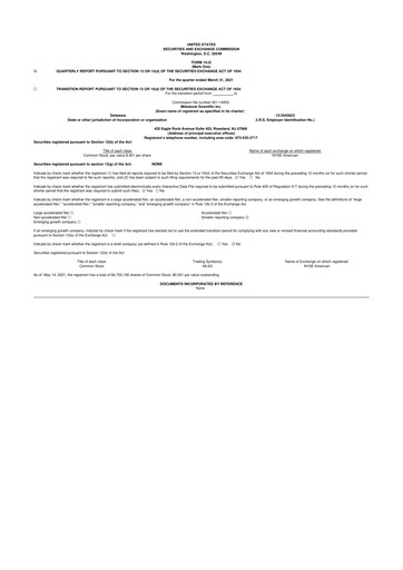 Vorschaubild Milestone Scientific 10-Q Quartalsbericht 2021 