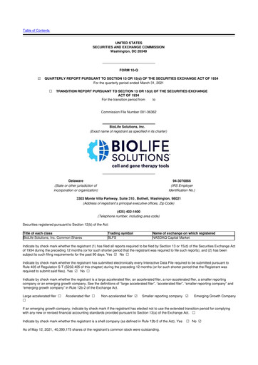 Thumbnail Biolife Solutions
 10-Q Quarterly Report FY 