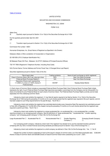 Vorschaubild Hovnanian Enterprises
 10-Q Quartalsbericht  