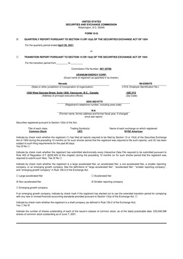 Thumbnail Uranium Energy
 10-Q Quarterly Report FY2021 