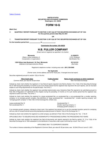 Thumbnail H.B. Fuller
 10-Q Quarterly Report FY 