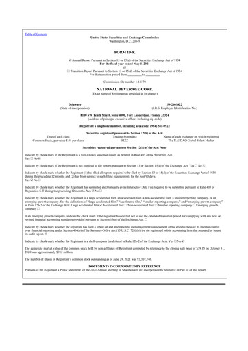 Thumbnail National Beverage
 10-K Annual Report 2021