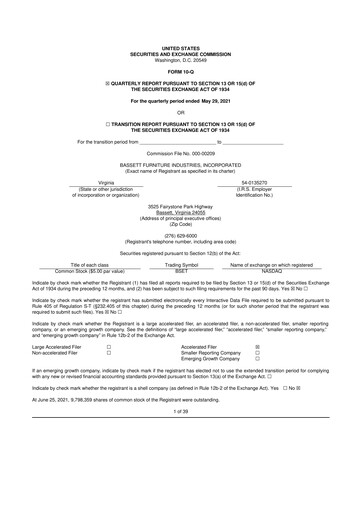 Thumbnail Bassett Furniture 10-Q Quarterly Report FY2021 