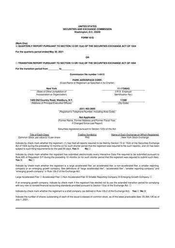 Miniature Park Aerospace 10-Q Rapport trimestriel 2022 