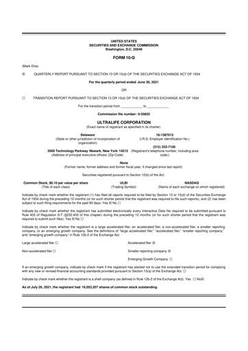 Thumbnail Ultralife Corporation 10-Q Quarterly Report FY2021 
