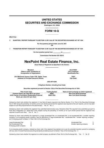 Thumbnail NexPoint Real Estate Finance 10-Q Quarterly Report FY2021 