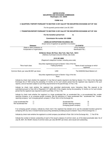 Thumbnail Lindblad Expeditions 10-Q Quarterly Report FY2021 