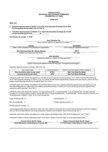 Thumbnail Gray Media
 10-Q Quarterly Report FY2021 