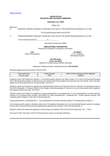 Thumbnail Ames National Corp. 10-Q Quarterly Report FY 
