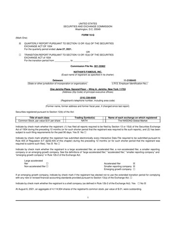 Miniature Nathan's Famous 10-Q Rapport trimestriel 2022 