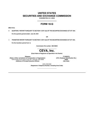 Vorschaubild CEVA
 10-Q Quartalsbericht 2021 