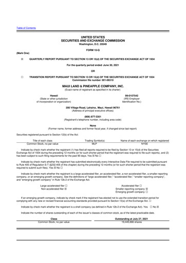 Thumbnail Maui Land & Pineapple Company 10-Q Quarterly Report FY2021 