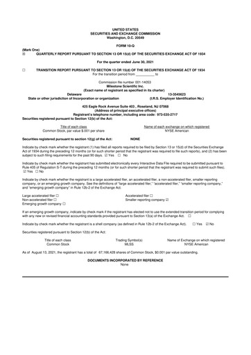 Vorschaubild Milestone Scientific 10-Q Quartalsbericht 2021 