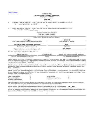 Thumbnail First Northwest Bancorp 10-Q Quarterly Report FY2021 
