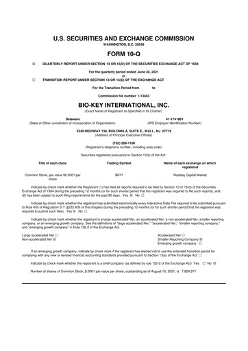 Vorschaubild BIO-key International
 10-Q Quartalsbericht 2021 