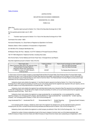 Vorschaubild Hovnanian Enterprises
 10-Q Quartalsbericht  