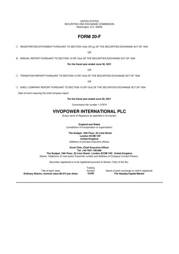 Vorschaubild VivoPower 20-F Jahresbericht 2021