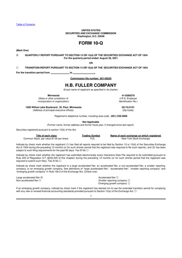 Thumbnail H.B. Fuller
 10-Q Quarterly Report FY 