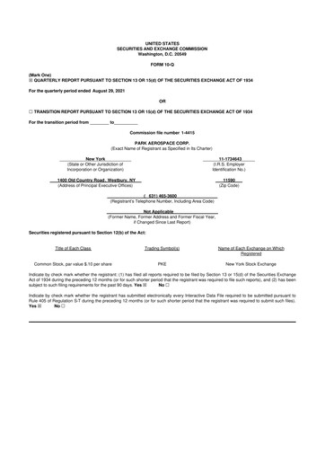 Miniature Park Aerospace 10-Q Rapport trimestriel 2022 