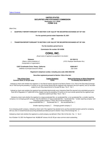 Thumbnail Cohu 10-Q Quarterly Report FY2021 