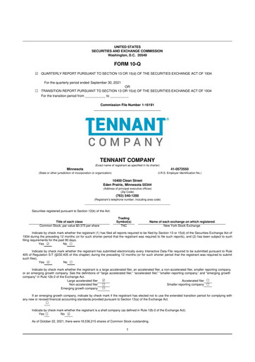 Thumbnail Tennant Company
 10-Q Quarterly Report FY2021 