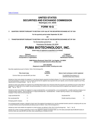 Thumbnail Puma Biotechnology 10-Q Quarterly Report FY2021 