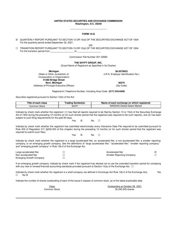Thumbnail The Shyft Group 10-Q Quarterly Report FY2021 