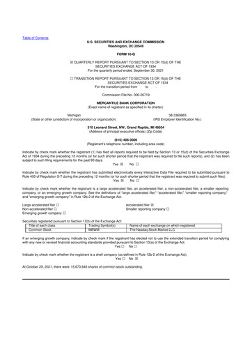Thumbnail Mercantile Bank 10-Q Quarterly Report FY2021 