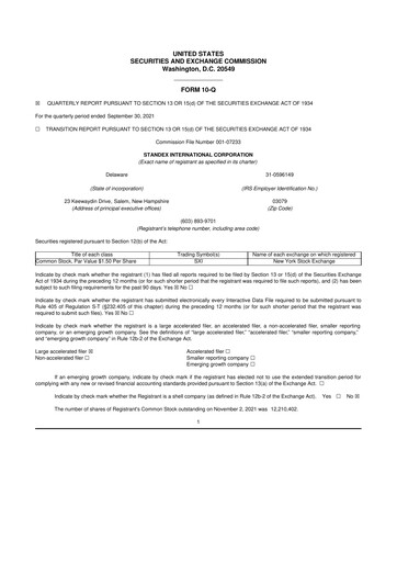 Vorschaubild Standex International 10-Q Quartalsbericht 2022 