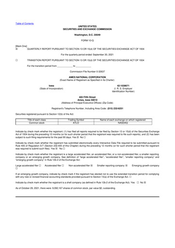 Thumbnail Ames National Corp. 10-Q Quarterly Report FY 