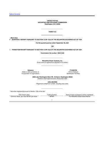 Thumbnail Monolithic Power Systems 10-Q Quarterly Report FY2021 