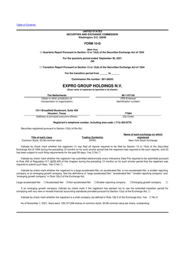 Thumbnail Expro Group 10-Q Quarterly Report FY2021 