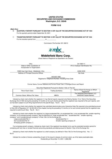 Thumbnail Middlefield Banc
 10-Q Quarterly Report FY2021 