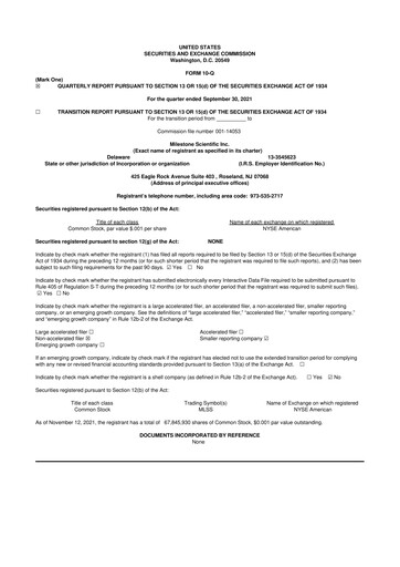 Vorschaubild Milestone Scientific 10-Q Quartalsbericht 2021 